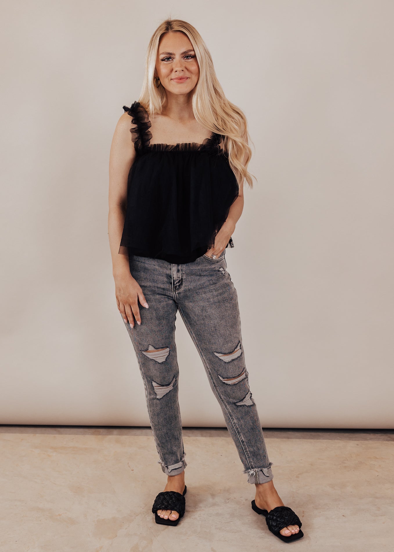 SMALL: Crop Lace Top *BLACK