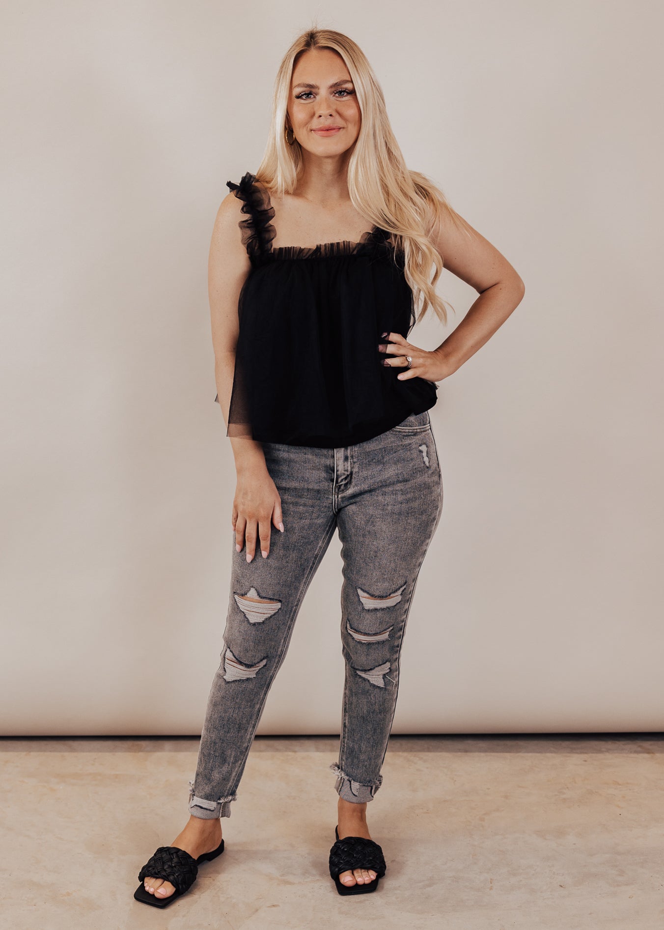 SMALL: Crop Lace Top *BLACK