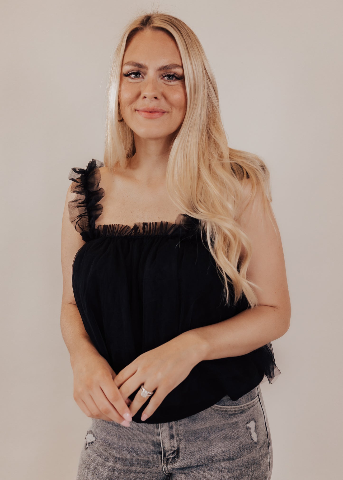 SMALL: Crop Lace Top *BLACK