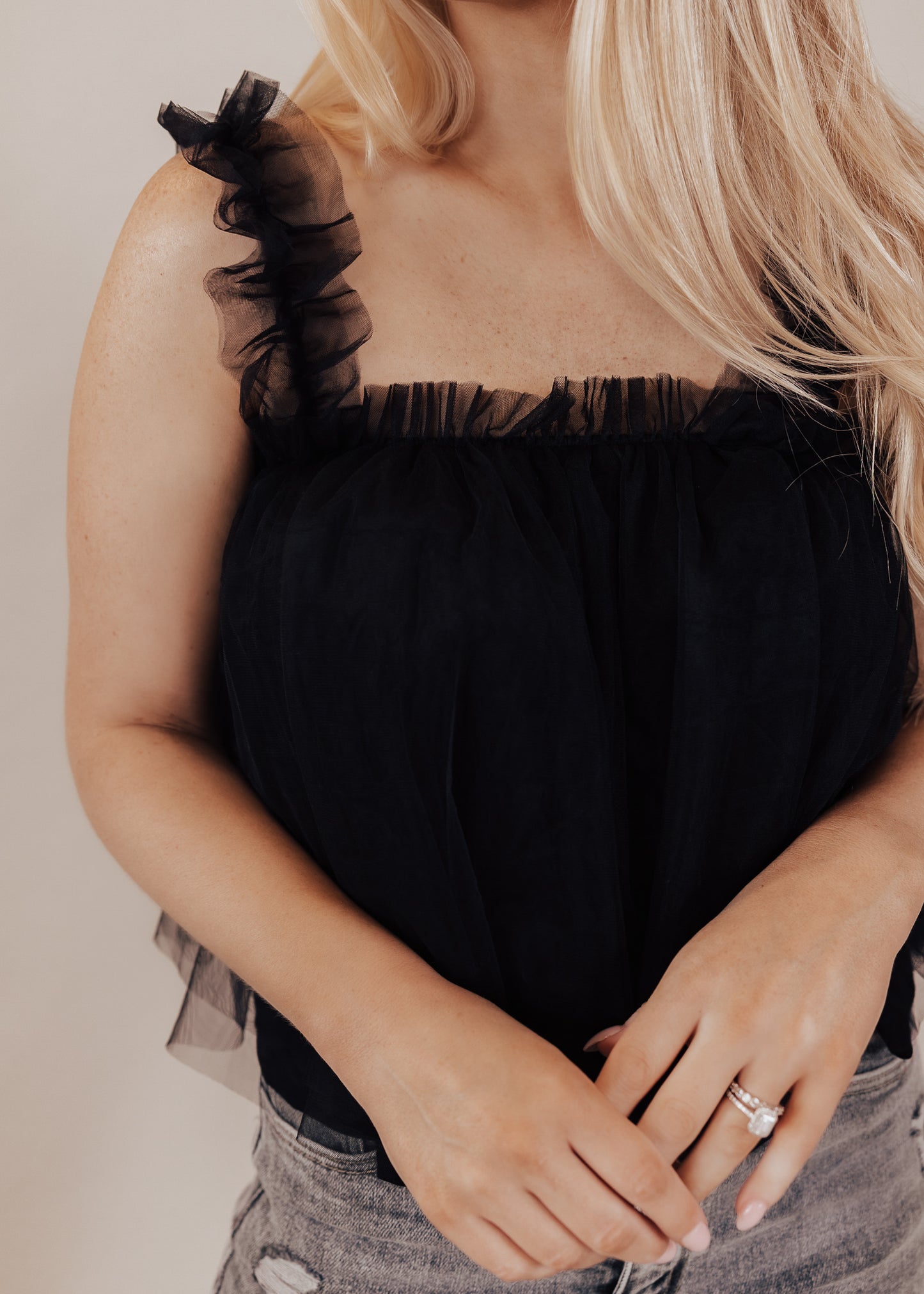 SMALL: Crop Lace Top *BLACK