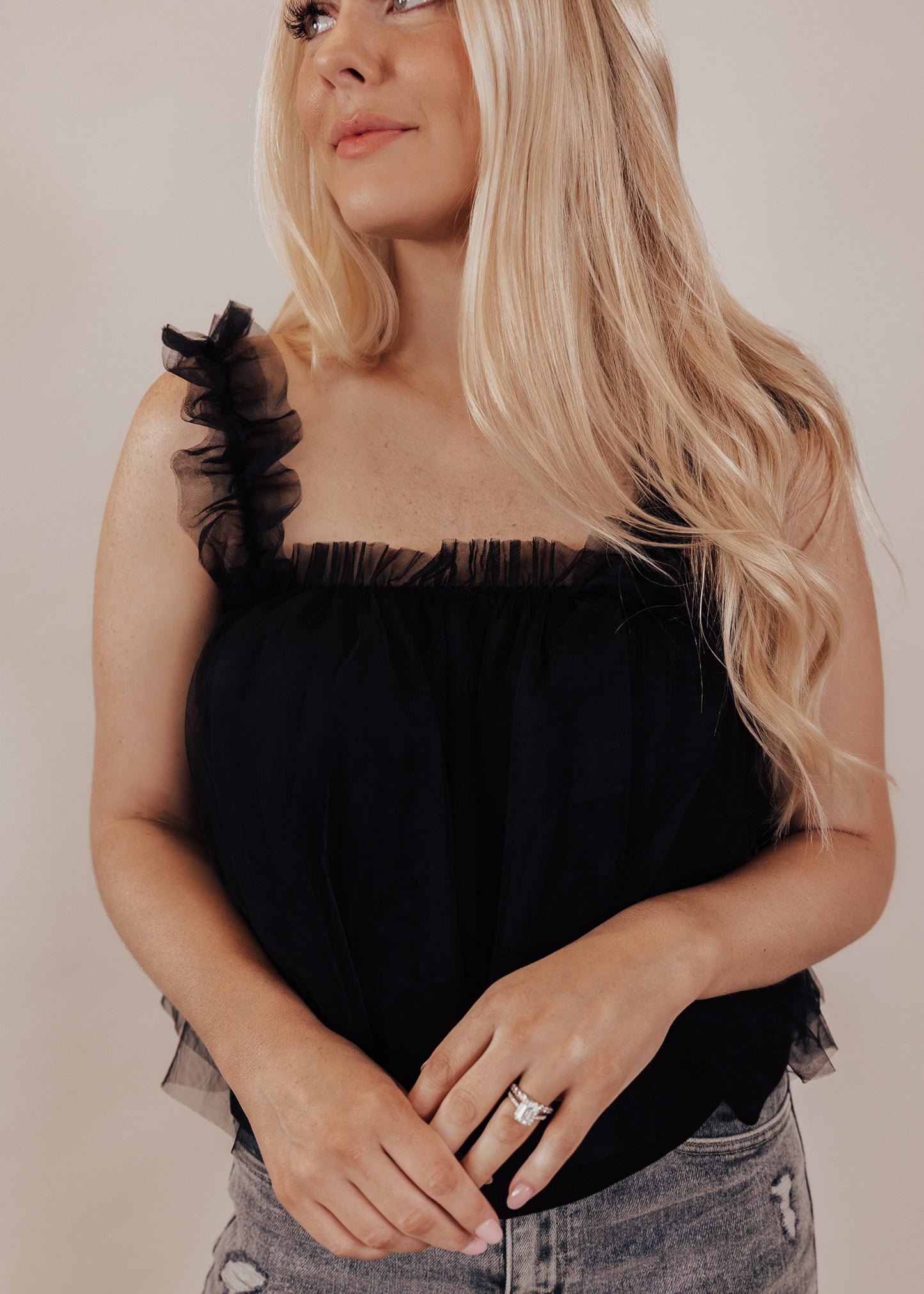 SMALL: Crop Lace Top *BLACK