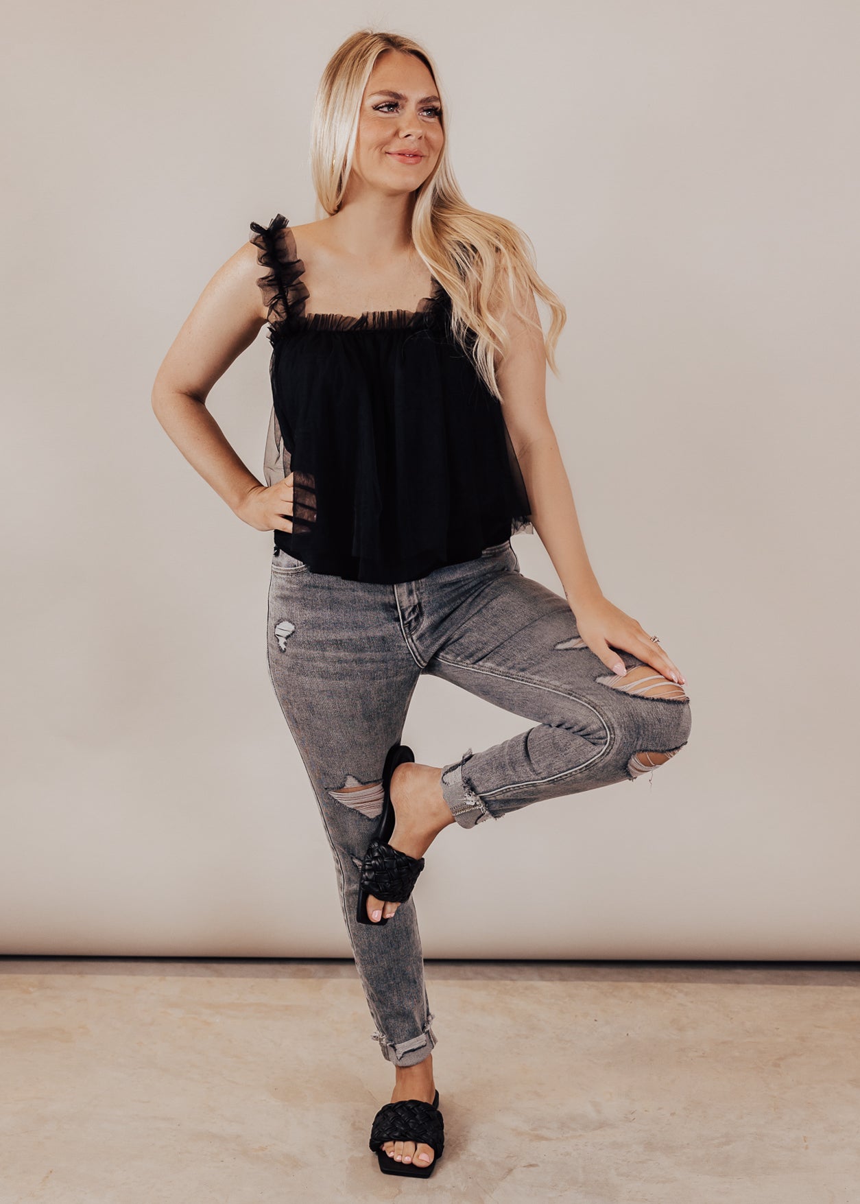 SMALL: Crop Lace Top *BLACK