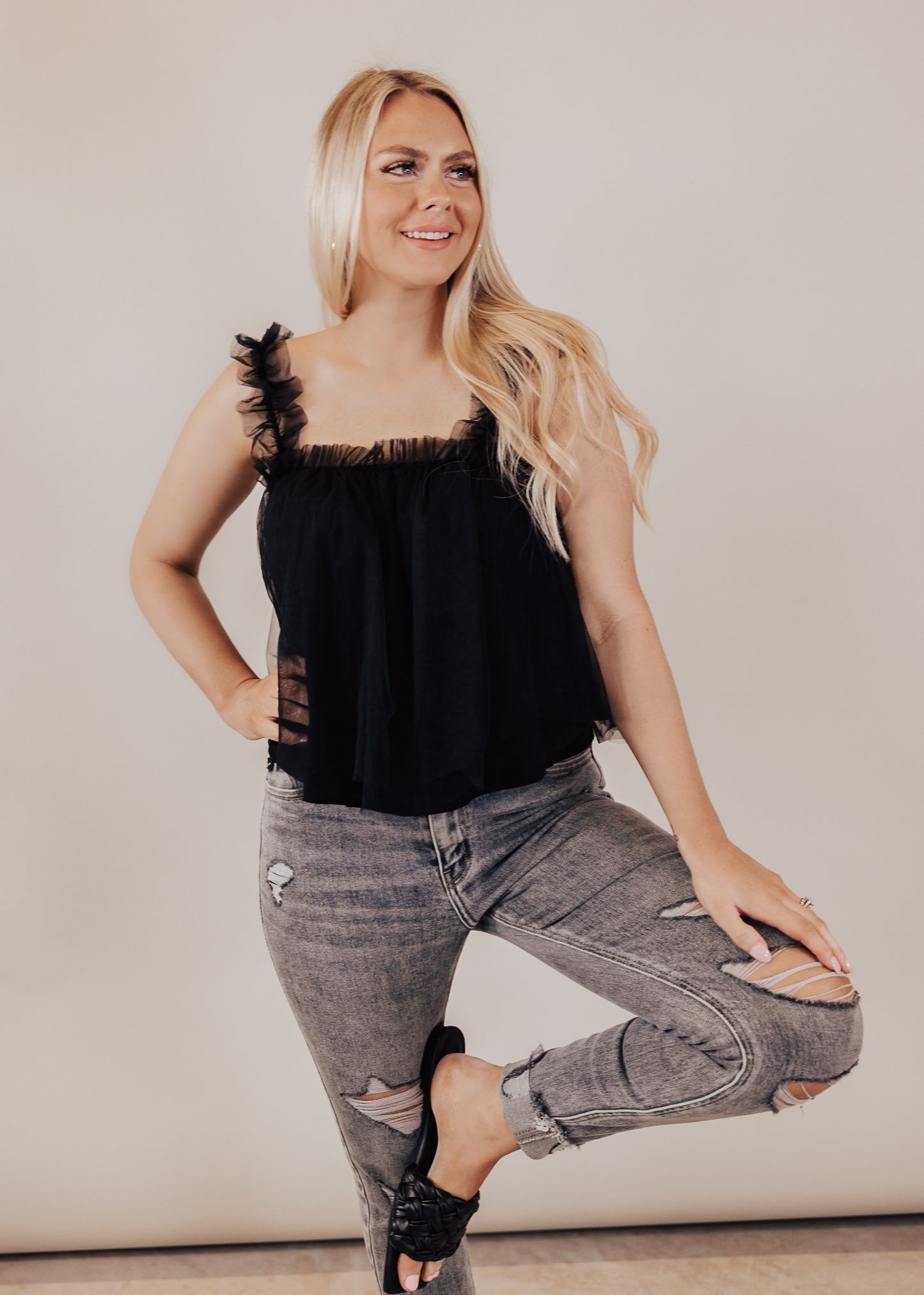 SMALL: Crop Lace Top *BLACK