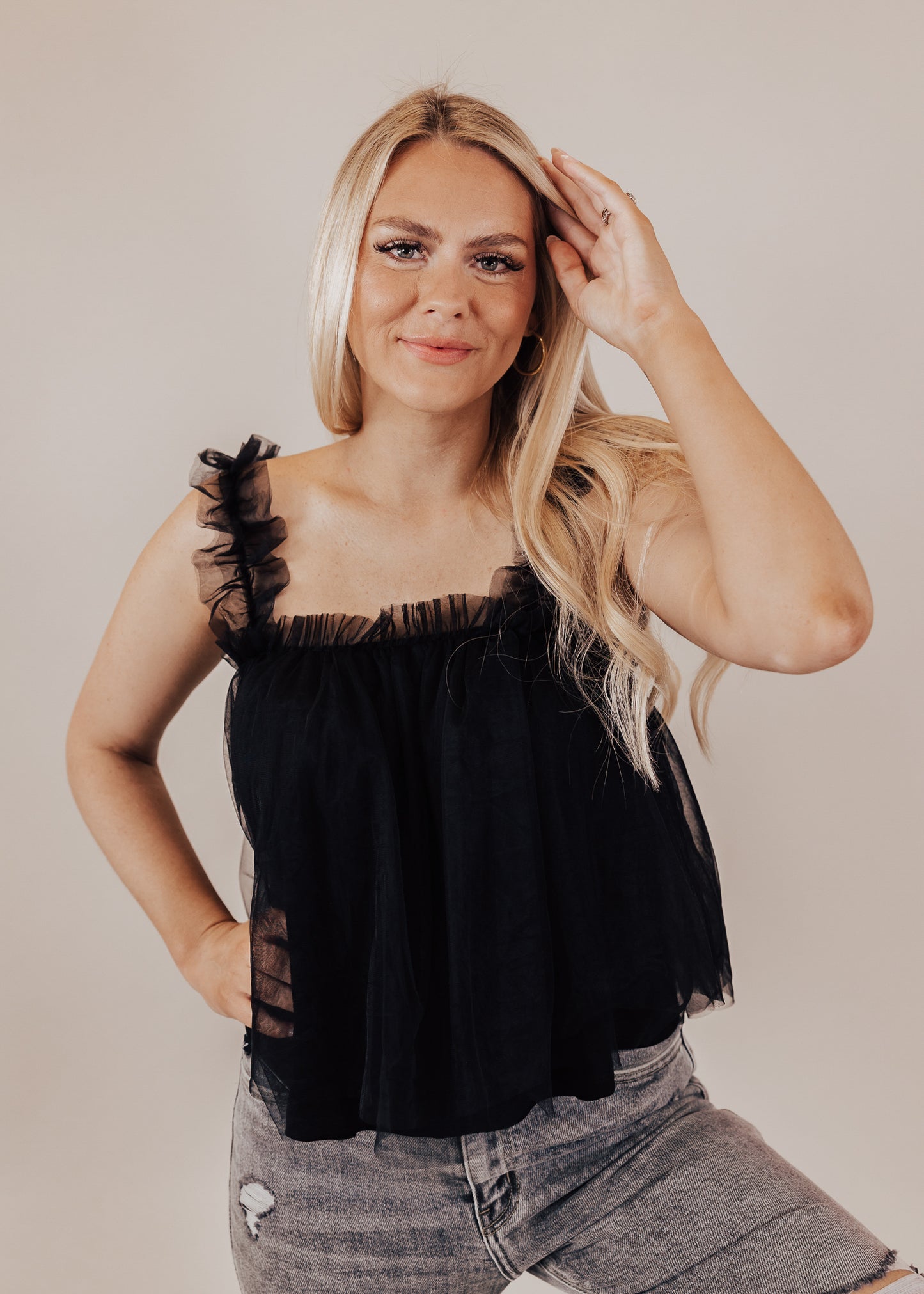 SMALL: Crop Lace Top *BLACK