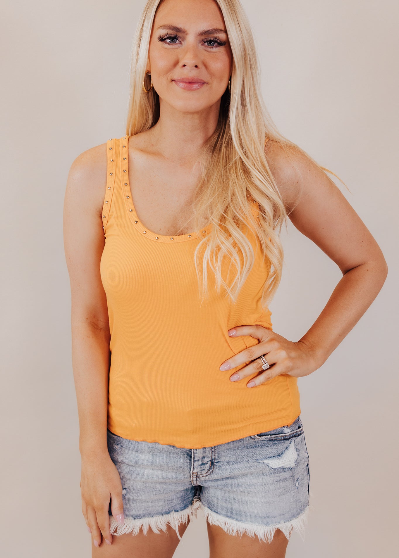 SMALL: Pol Stud Fitted Tank *MANGO