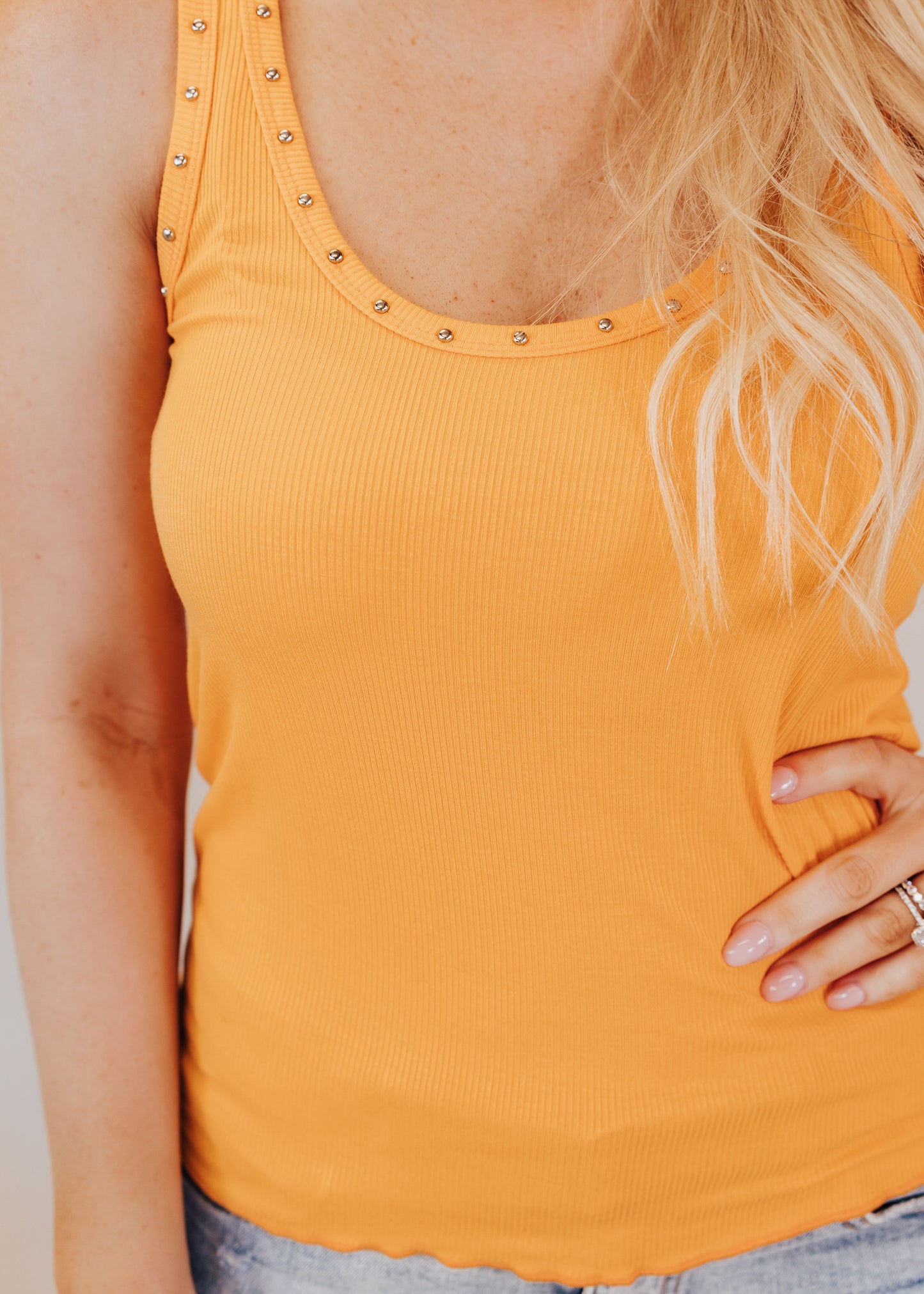 SMALL: Pol Stud Fitted Tank *MANGO