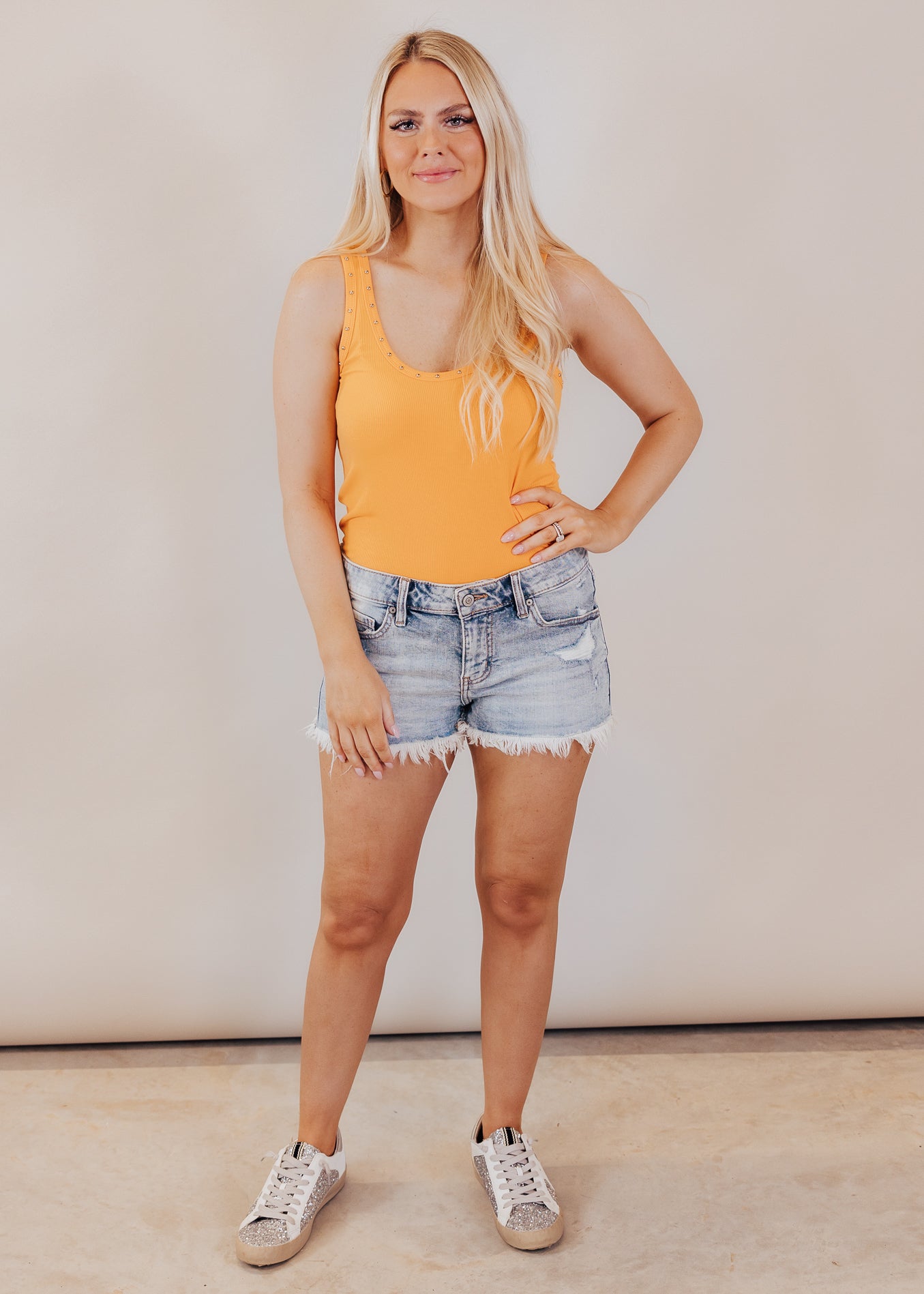 SMALL: Pol Stud Fitted Tank *MANGO