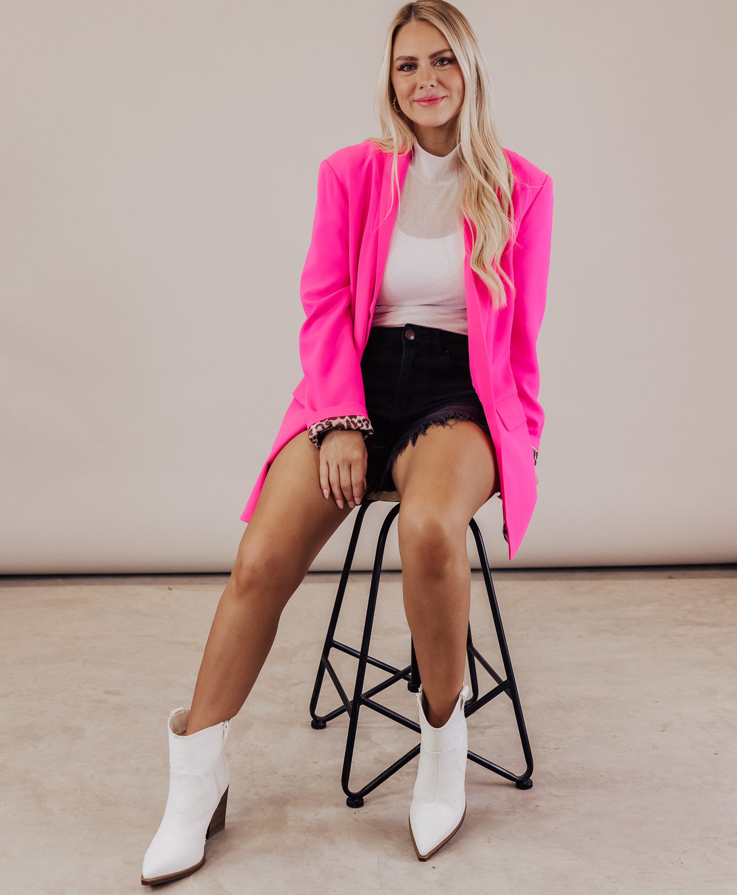 Ultra Pink With Leopard Lining Blazer (S-3X)