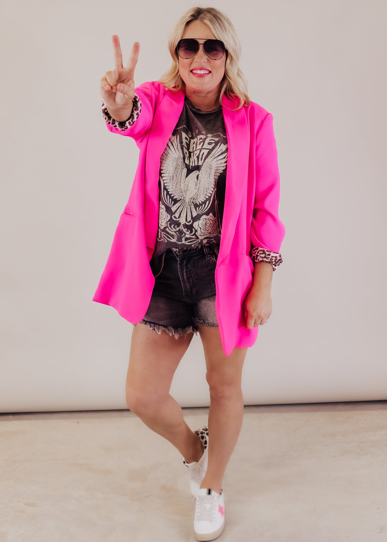 Ultra Pink With Leopard Lining Blazer (S-3X)