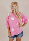 Oversized Boxy Multi Star Top (CAN FIT XL) *PINK