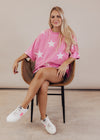 Oversized Boxy Multi Star Top (CAN FIT XL) *PINK