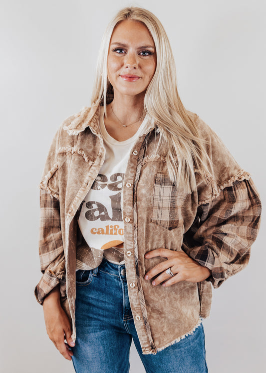 Roni Vintage Plaid Shacket (S-XL) *MOCHA