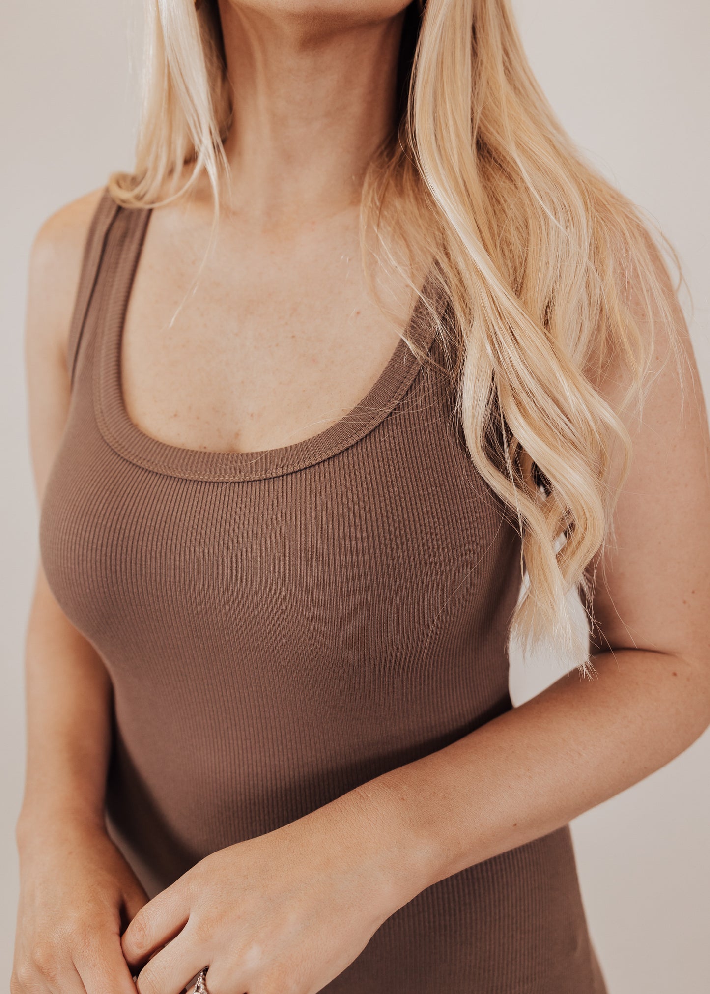 Rib Fitted Romper *MOCHA