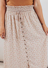 Front Slit Floral Skirt (S-2X) *BEIGE