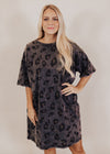 Oversized Leopard T-Shirt Dress (CAN FIT XL) *MINERAL BLACK