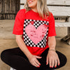 Checkered Heart Tee *2 Colors (S-3X)