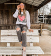 Checkered Heart Sweatshirt *2 Colors (S-3X)