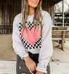 Checkered Heart Sweatshirt *2 Colors (S-3X)