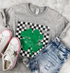 Pre Order: Checkered Shamrock Tee *GREY (S-3X)