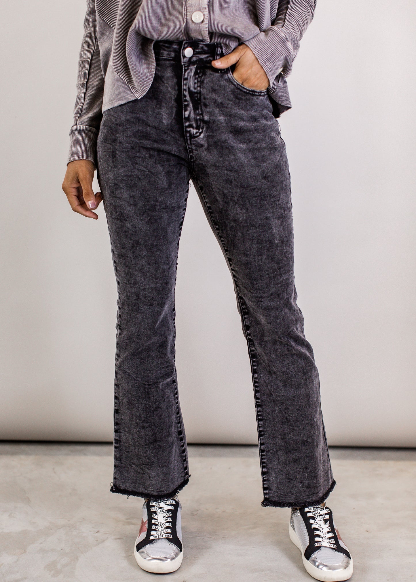 2X & 3X: Acid Wash Black Pants (S-3X)