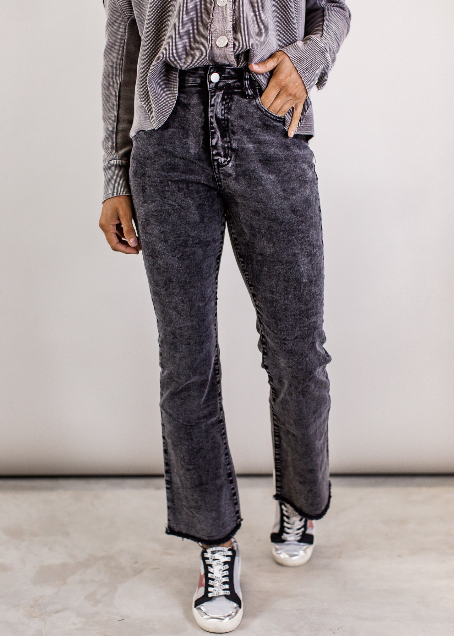 2X & 3X: Acid Wash Black Pants (S-3X)