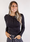 Ingrid Fitted Button Top *BLACK