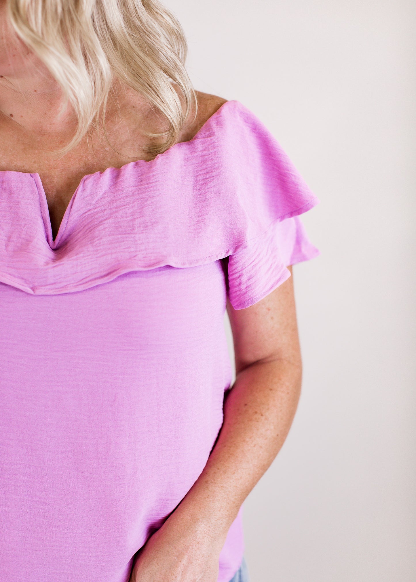 Ruffle Top Crinkle Blouse *LAVENDER