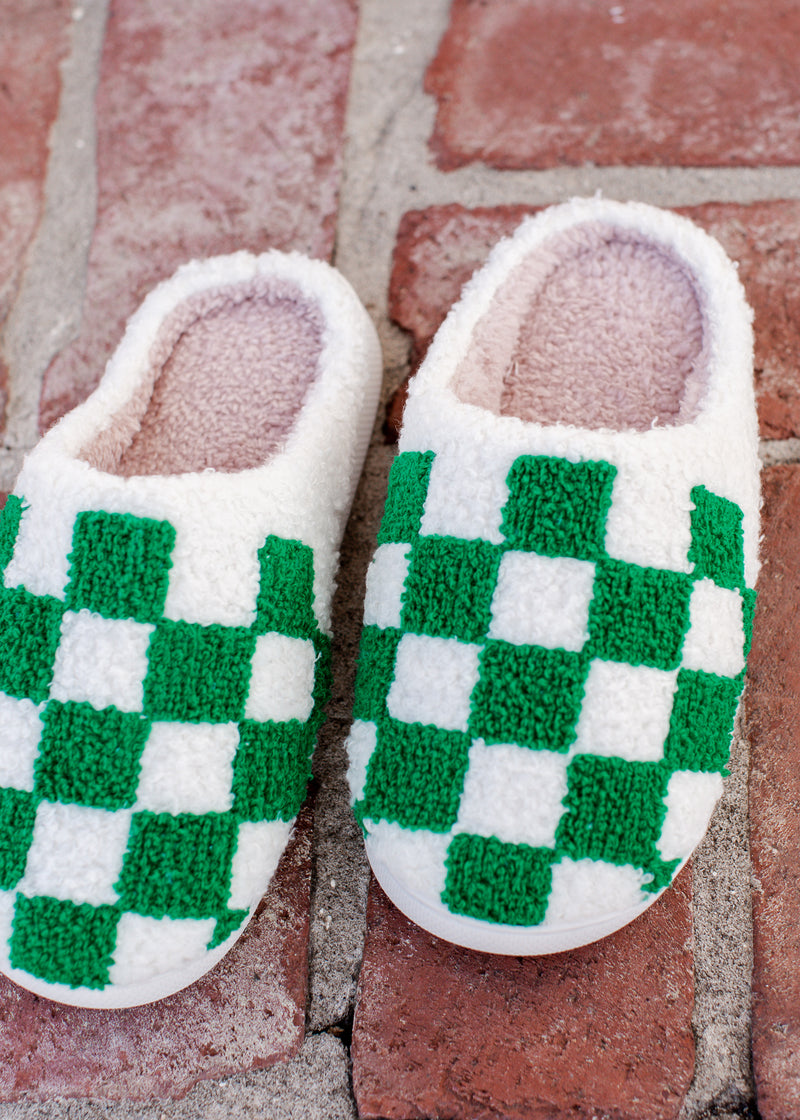 Checkered Slippers (S-XL) *GREEN/WHITE
