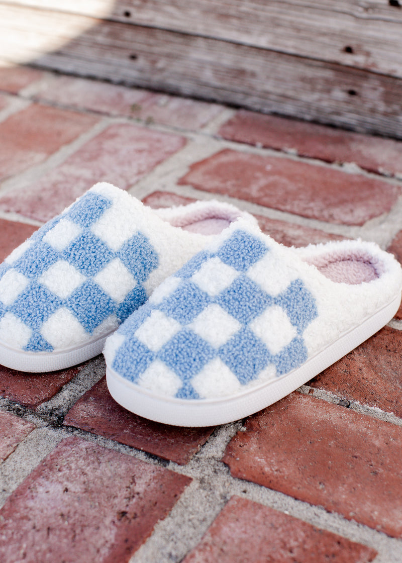 Checkered Slippers (S-XL) *BLUE/WHITE