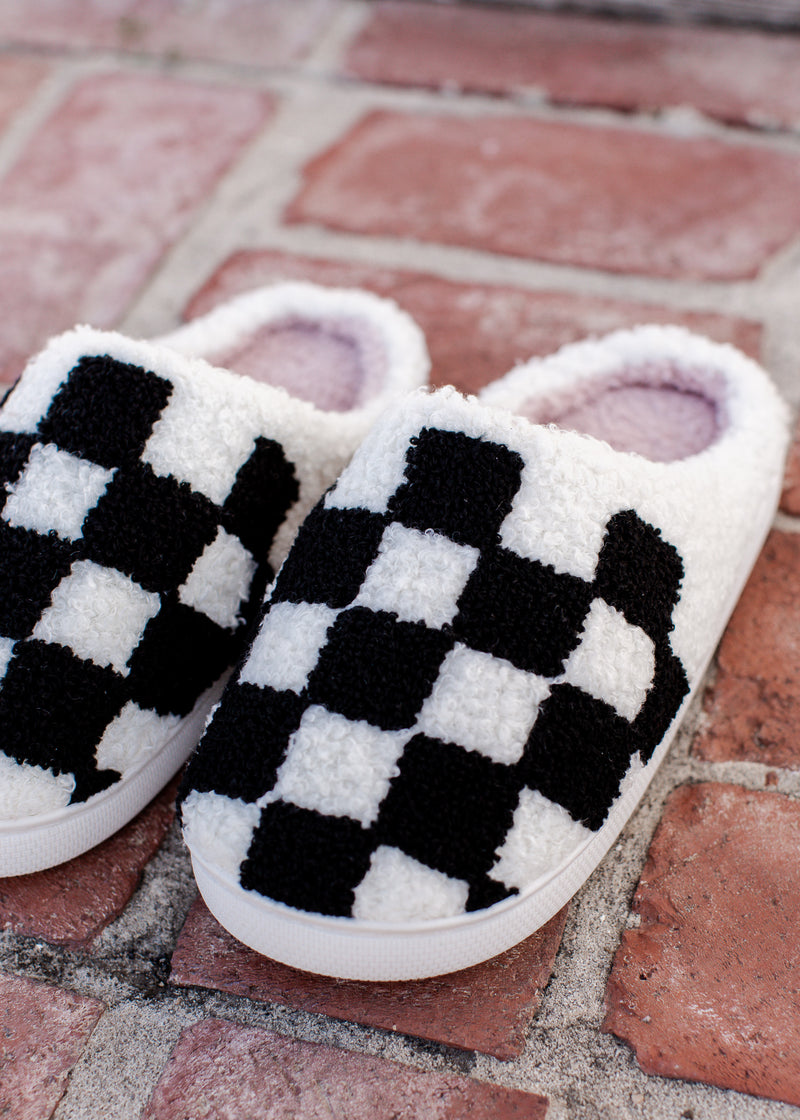 Checkered Slippers (S-XL) *BLACK/WHITEi