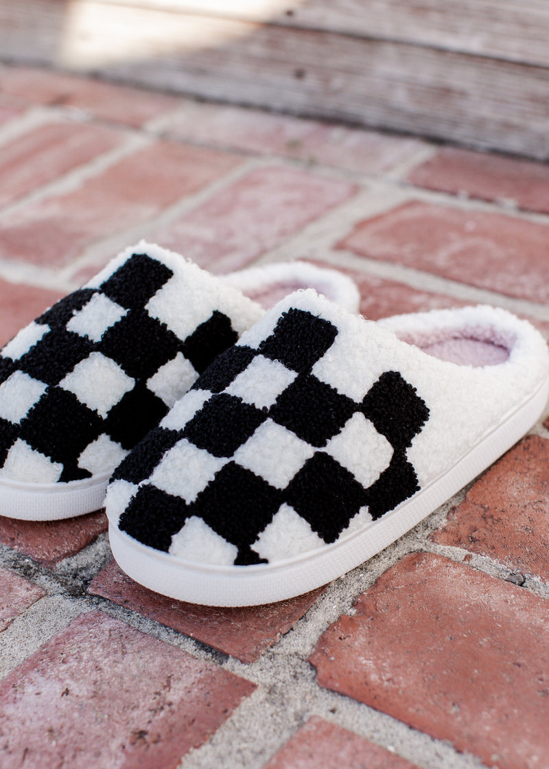 Checkered Slippers (S-XL) *BLACK/WHITEi
