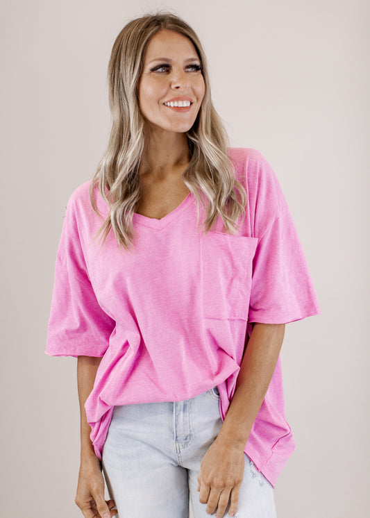 Oversized Pocket Top (S-3X) *HEATHER DARK MAUVE