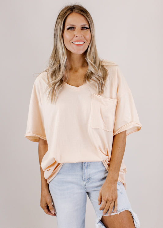 Oversized Pocket Top (S-3X) *PEACH