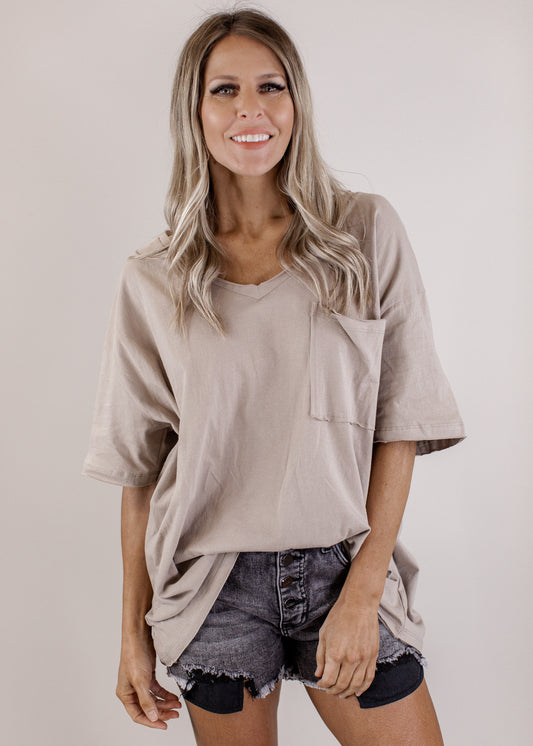 Oversized Pocket Top *MOCHA