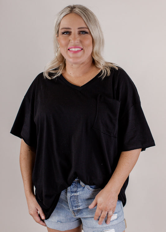 Oversized Pocket Top (XS-3X) *BLACK