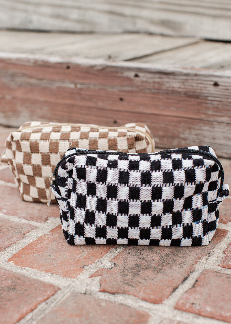 Checkered Pouch Bag *TWO COLORS *MOCHA *BLACK