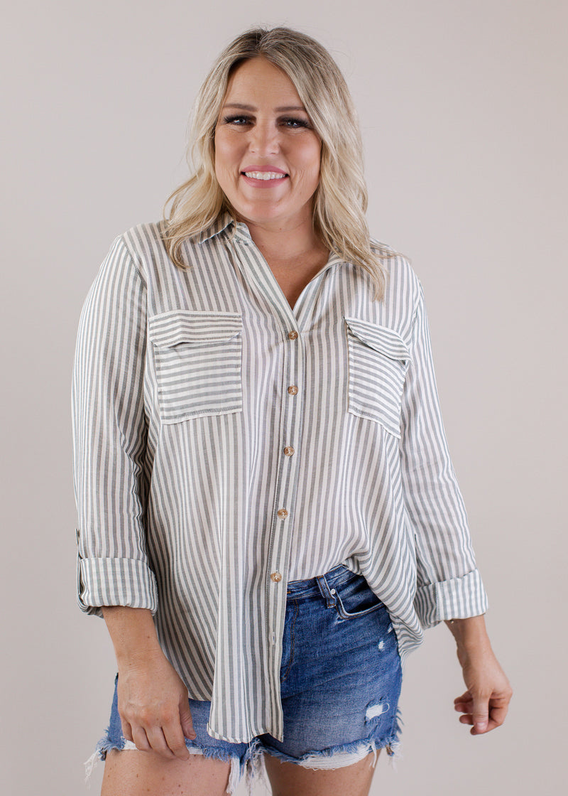 Camilla Button Down Top (S-3X) *LIGHT FADED OLIVE