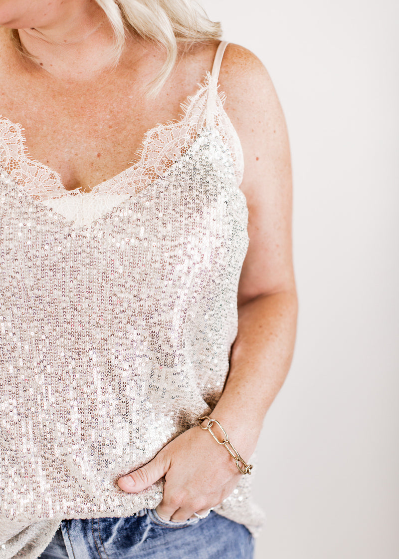 Champagne Shimmer Sequin Cami - Grace and Lace