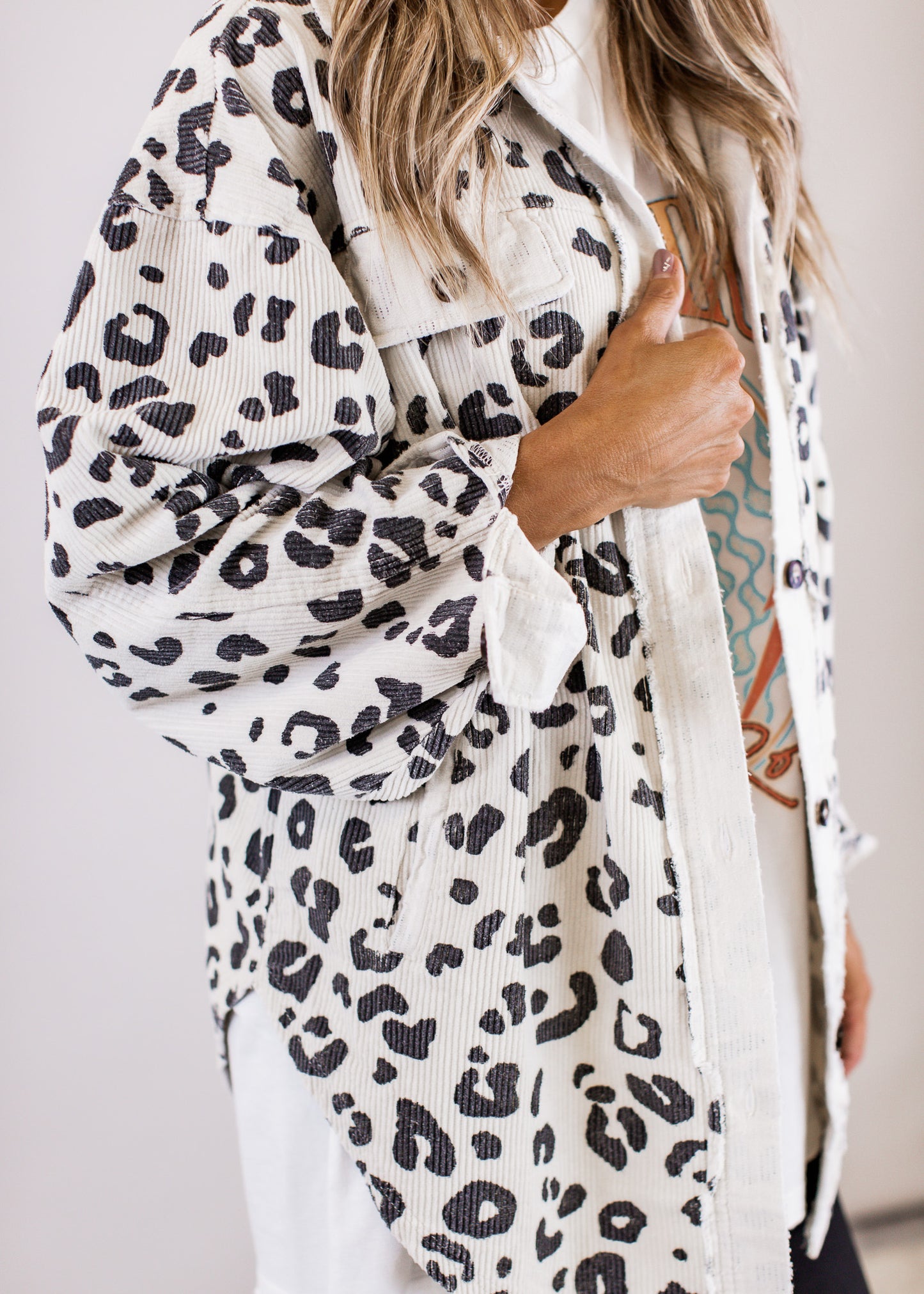 Oversized Corduroy Leopard Shacket (S-XL) *OATMEAL
