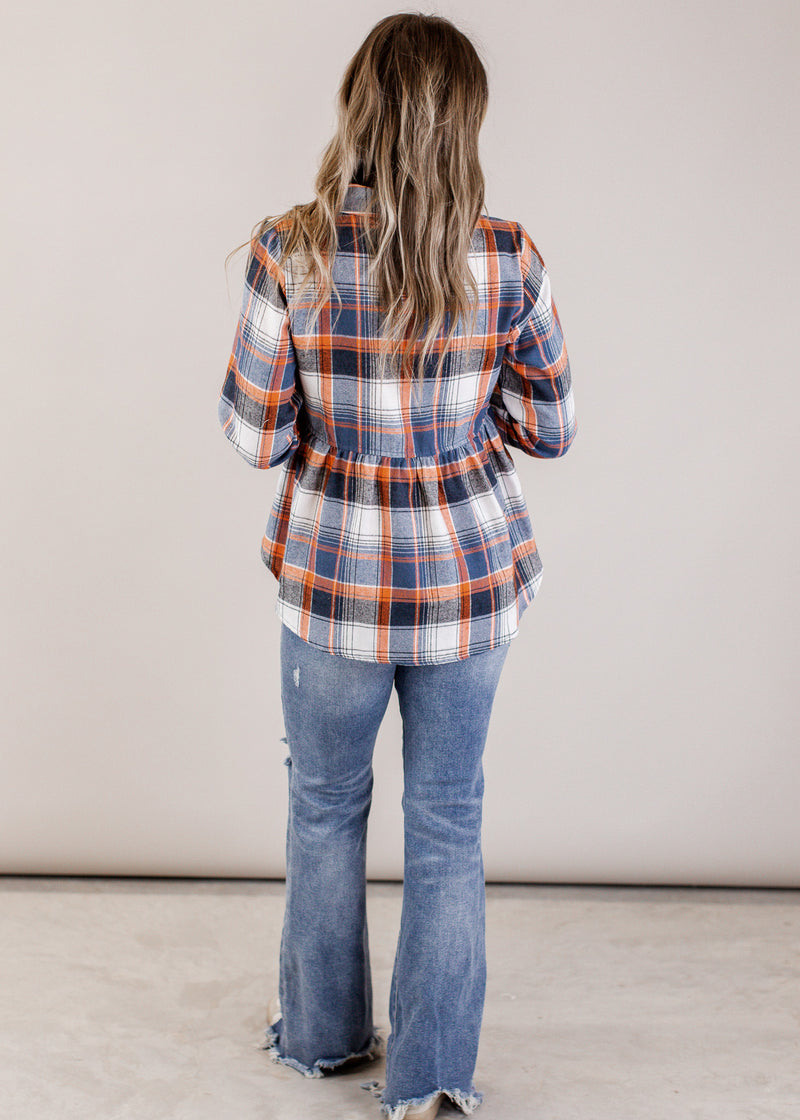 Orange Denim Blue Babydoll Top