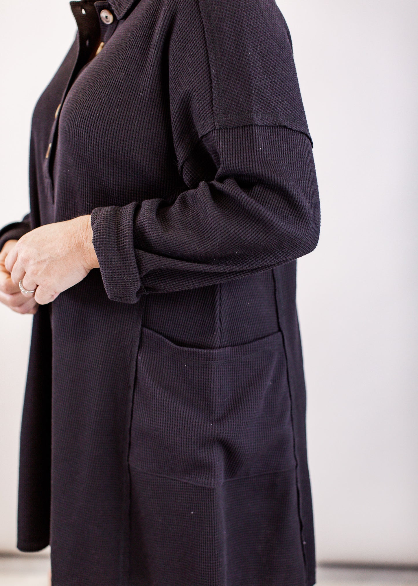 Thermal Waffle Dress (S-3X) *BLACK