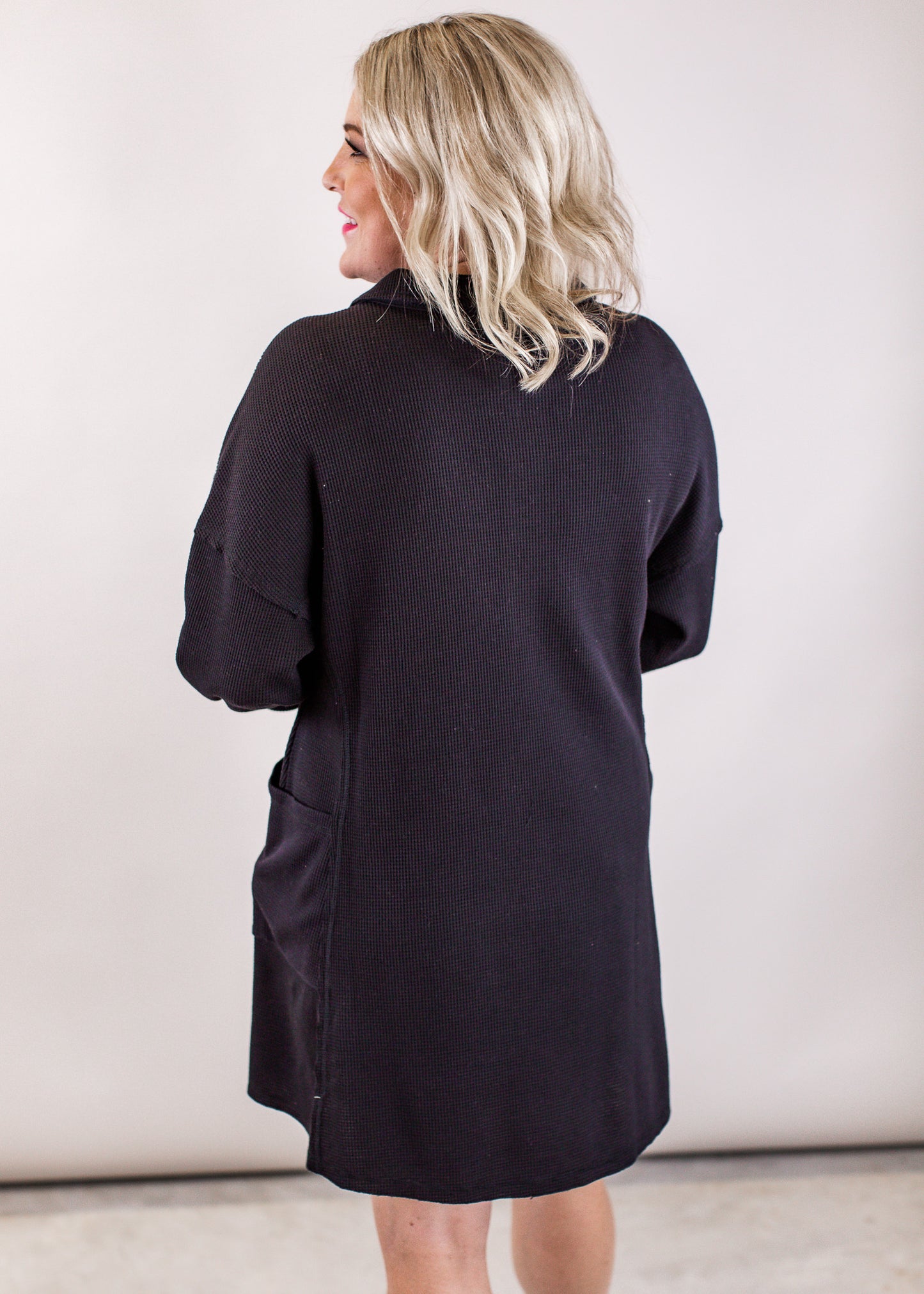 Thermal Waffle Dress (S-3X) *BLACK