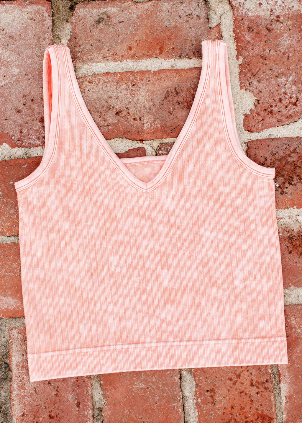 Washed Ribbed Crop Tank/Bralette *CORAL