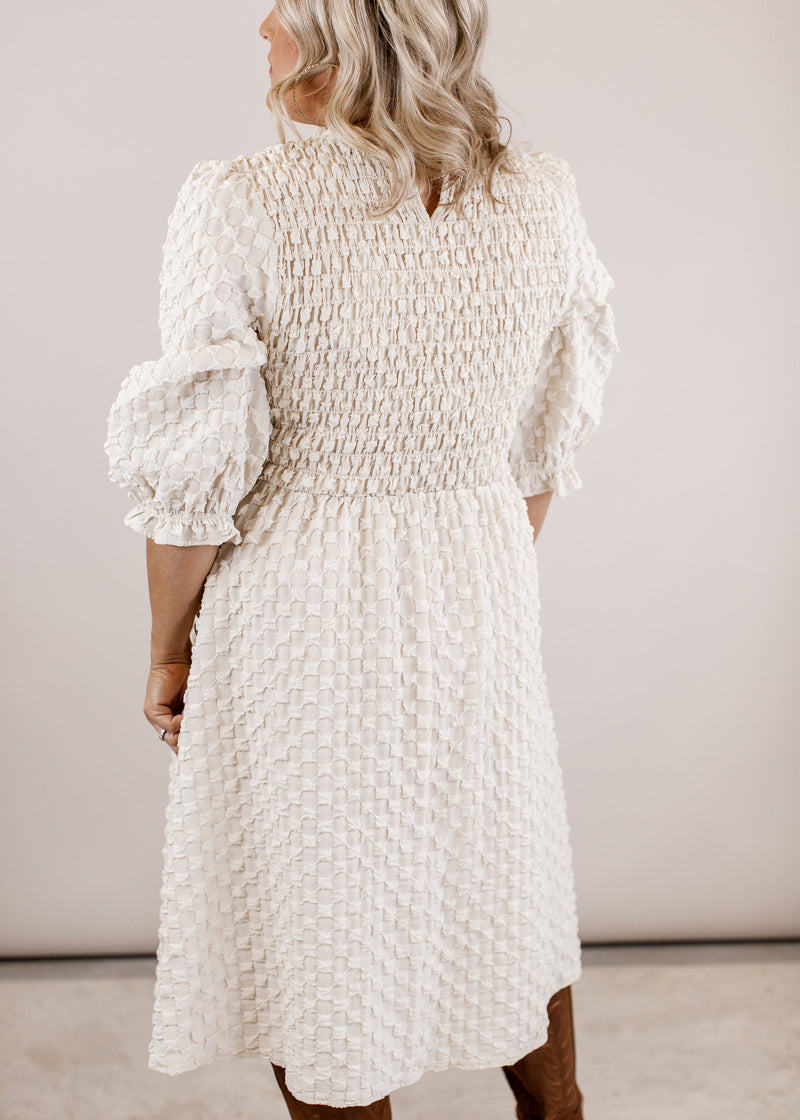 Gretta Smocked Midi Dress *CREAM