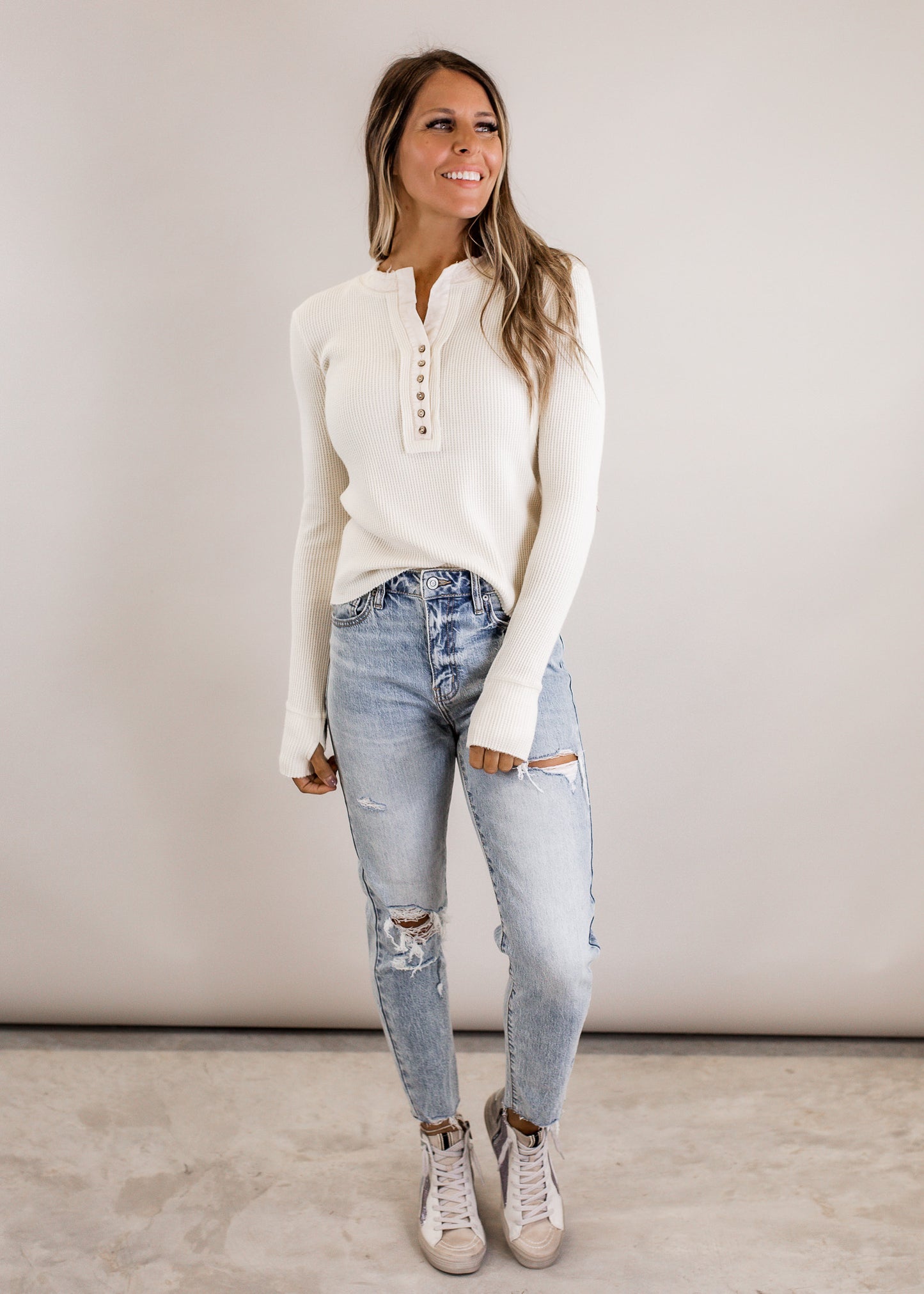 Trae Henley Thermal Top (S-XL) *CREAM