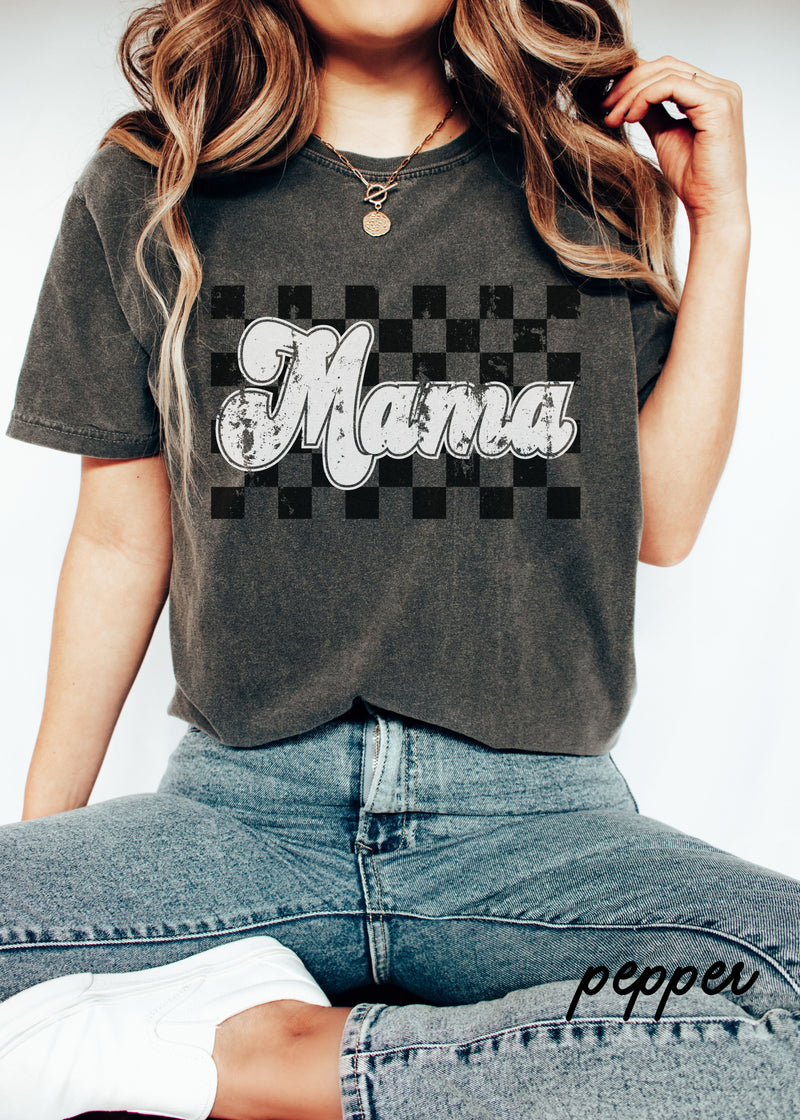 Pre Order: MAMA Checkered Tee **9 Colors (S-3X)