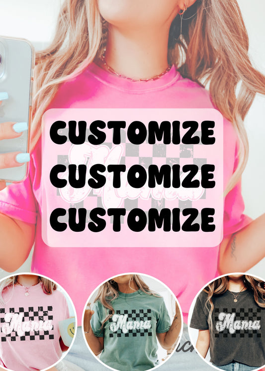 *Pre Order: CUSTOMIZE Adult Checkered Tee **9 Colors (S-3X)