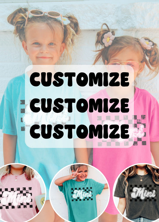 *YOUTH Pre Order: CUSTOMIZE MINI Checkered Tee **9 Colors (S-3X)