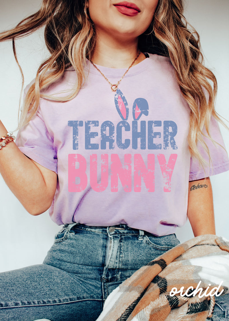 Pre Order: Teacher Bunny Tee *4 Colors (S-3X)