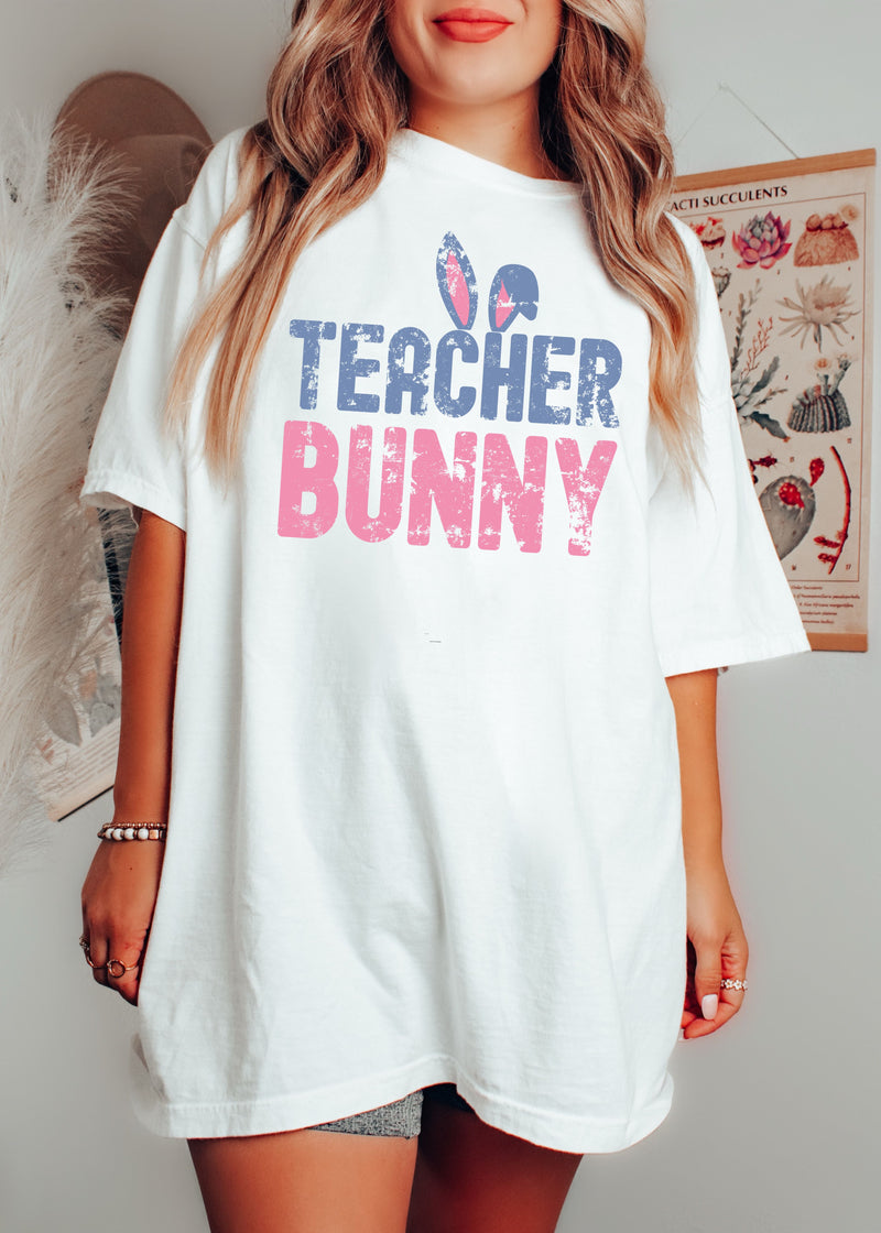 Pre Order: Teacher Bunny Tee *4 Colors (S-3X)